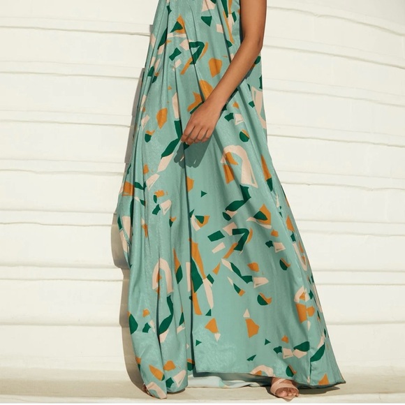 Diarrablu Satu Dress Green and Orange One-Shoulder Asymmetrical Kaftan Size L - Picture 12 of 12